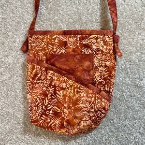 Batik Quilted Crossbody Bag Floral Print Small Shoulder Bag Purse Handmade